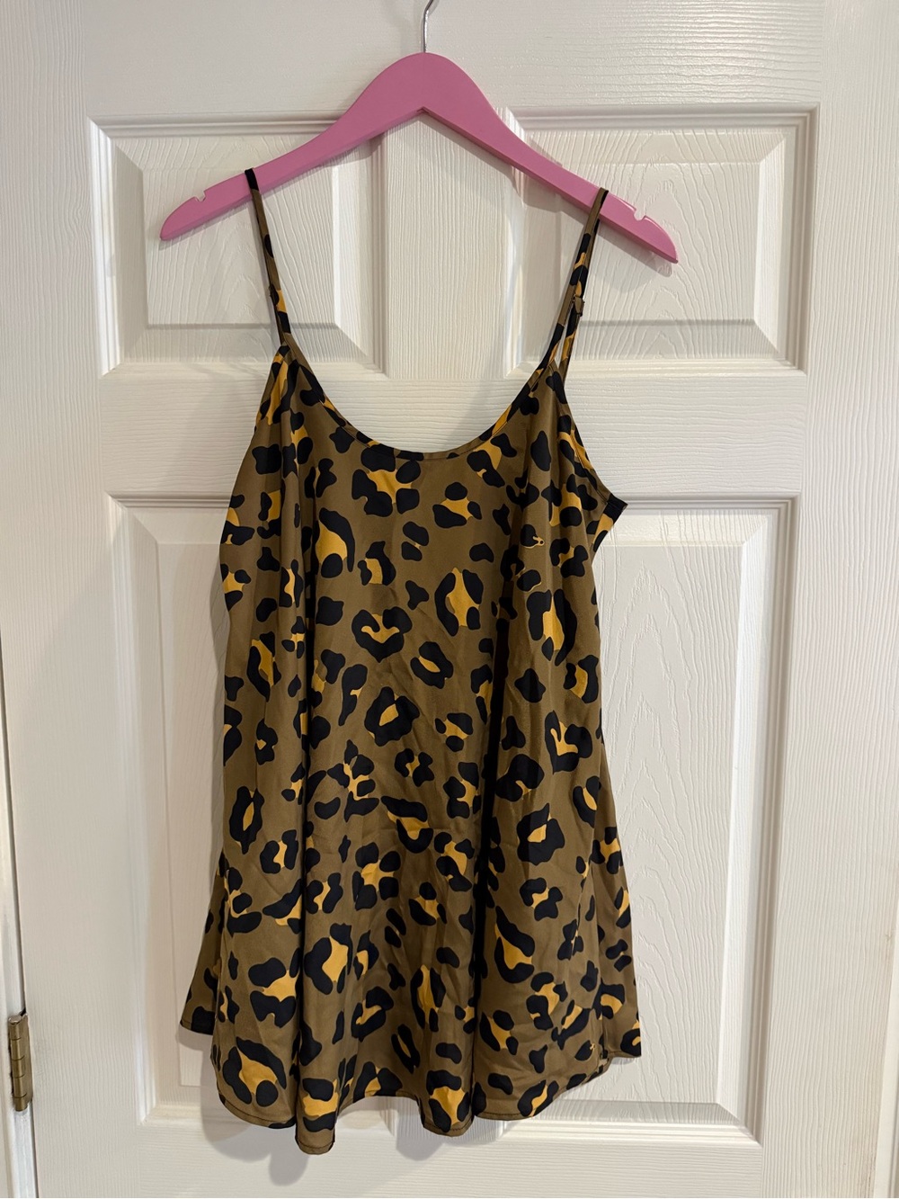 Show Me Your MuMu Leopard Satin Slip Dress in Brown and Black